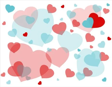 Seamless pattern with red and blue hearts. Vector illustration. Stock Illustration