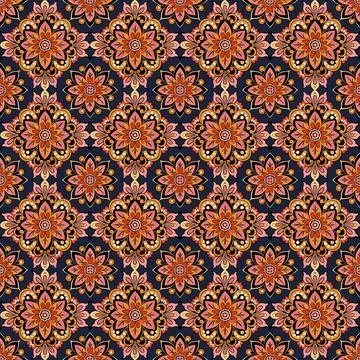 Seamless pattern with red and gold stars Stock Illustration
