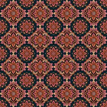 Seamless pattern with red and gold stars Stock Illustration