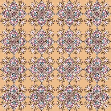 Seamless pattern with red and gold stars Stock Illustration