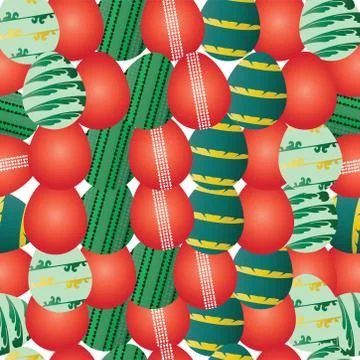 Seamless pattern with red and green Easter eggs vector 스톡 일러스트