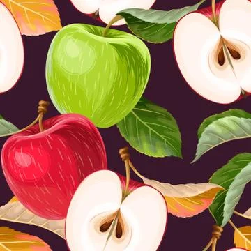 Seamless pattern with red and green apples Stock Illustration