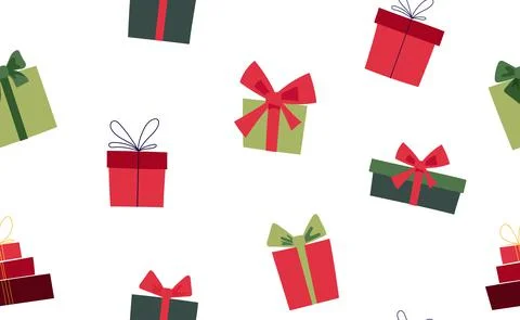 Seamless pattern with red and green Christmas gift boxes. Illustrazione stock