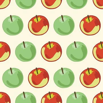 Seamless pattern with red and green apples Stock Illustration