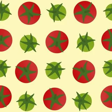 Seamless pattern of red and green tomatoes, simple vegetable illustration Stock Illustration