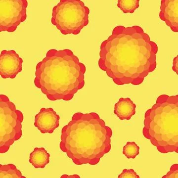 Seamless pattern with red and orange flowers Stock Illustration