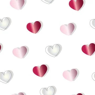Seamless pattern with red and pink hearts vector Stock Illustration