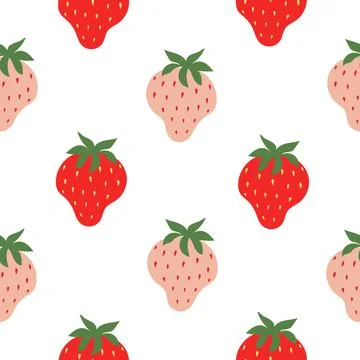 Seamless pattern of red and pink strawberries Stock Illustration