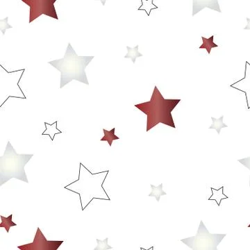 Seamless pattern with red and white stars vector Stock Illustration