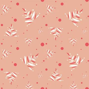 Seamless pattern with red and white fir and red berries Stock Illustration