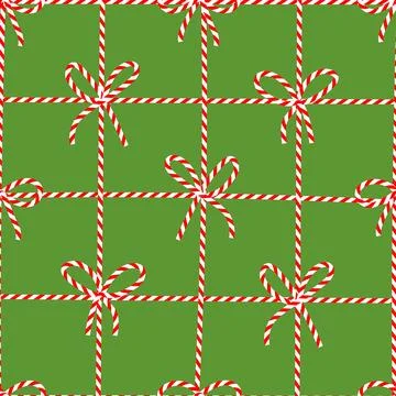 Seamless pattern with red and white striped Christmas ribbon. Perfect for s.. Illustrazione stock