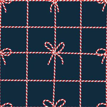 Seamless pattern with red and white striped Christmas ribbon. Perfect for s.. Illustrazione stock