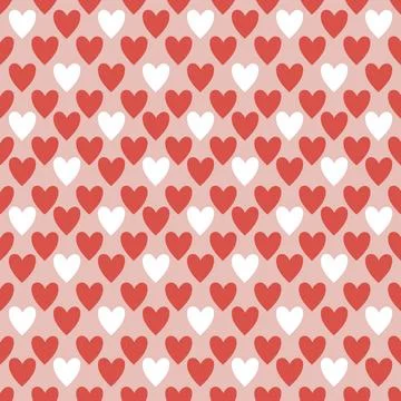 Seamless Pattern with Red and White Hearts on Soft Pink Background. Trendy .. Stock Illustration
