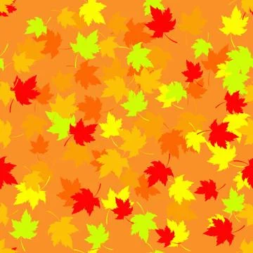 Seamless pattern with red and yellow autumn leaves. Vector illustration 스톡 일러스트