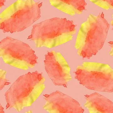 Seamless Pattern with Red and Yellow Watercolor Spots. Stock Illustration