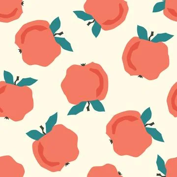 Seamless pattern red apple summer vector illustration Stockillustratie