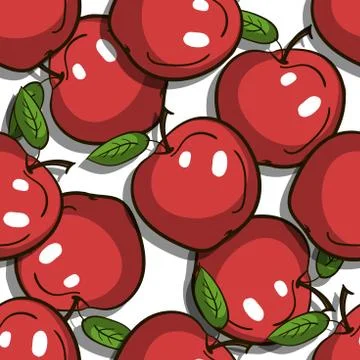 Seamless Pattern Red Apples Stock Illustration