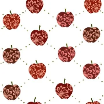 Seamless pattern with red apples on a white. Stock Illustration