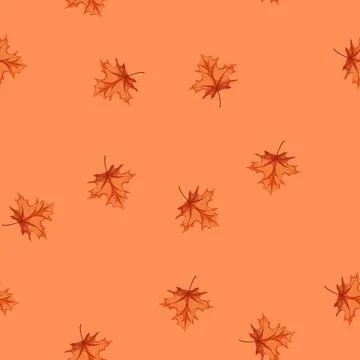 Seamless pattern red autumn leaf cartoon vector 스톡 일러스트