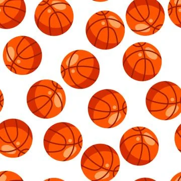 Seamless pattern with red basketball balls in flat style. イラスト素材