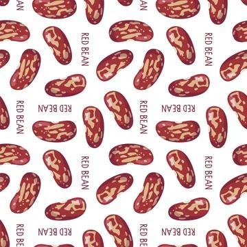 Seamless pattern with Red bean. Red brown seed. Organic, fresh cooking, healthy Stock Illustration