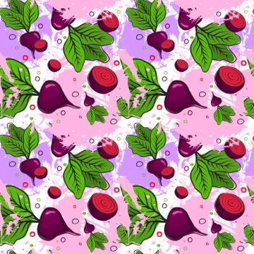 Seamless Pattern Red Beets Root Vegetables Ornament Background Stock Illustration