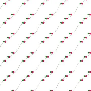 Seamless pattern of red berries and green leaves Stock Illustration