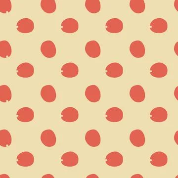 Seamless pattern with red berries on beige background. Perfect for printing o Stock Illustration