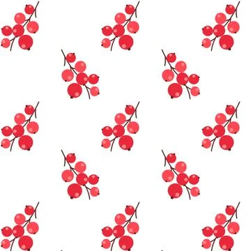 Seamless pattern with red berries on white background for seasonal design Stock Illustration