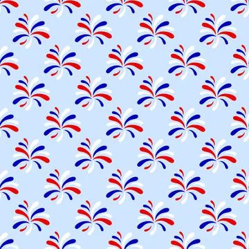 Seamless pattern with red blue white fireworks. Patriotic backdrop. Vector il Illustrazione stock