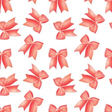 Seamless pattern of red bow on a white background Stock Illustration