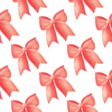 Seamless pattern of red bow on a white background Illustrazione stock