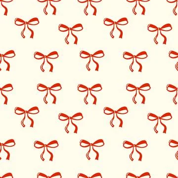 Seamless pattern with red bows on light background for wrapping or decoration Illustrazione stock