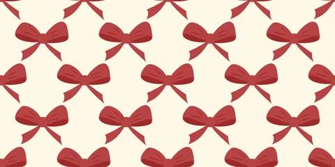 Seamless pattern with red bows on soft beige background Stock Illustration