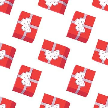 Seamless pattern with red boxes of gifts for Happy New Year Stock Illustration