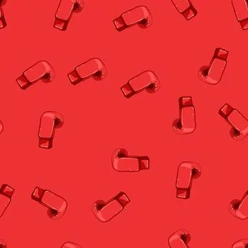 Seamless pattern red boxing gloves cartoon vector Stock Illustration