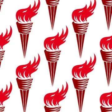 Seamless pattern of red burning torches Stock Illustration