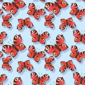 Seamless pattern with red butterflies Stock Illustration
