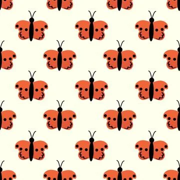 Seamless Pattern with red butterfly. Abstract ornament design wings Stock Illustration
