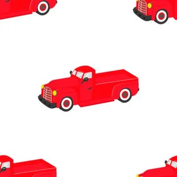 Seamless pattern of red cars. Vector cartoon background. Illustrazione stock