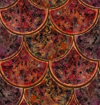 Seamless pattern. Red ceramic tile. Picturesque texture. Stock Illustration