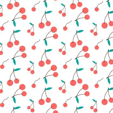 Seamless pattern with red cherries. Stock Illustration