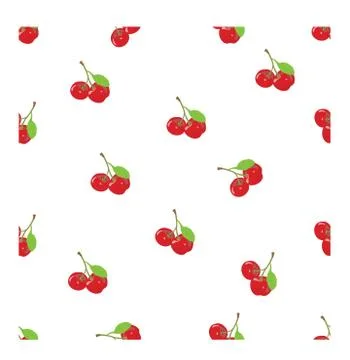 Seamless Pattern with Red Cherry Vector Stock Illustration