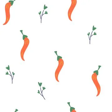 Seamless Pattern with Red Chili Pepper. Mexican hot peppers. Fresh Vegetables Stock Illustration