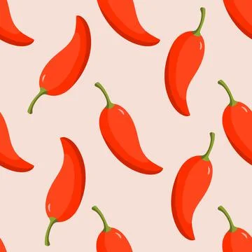 Seamless pattern with red chili pepper. Stock Illustration