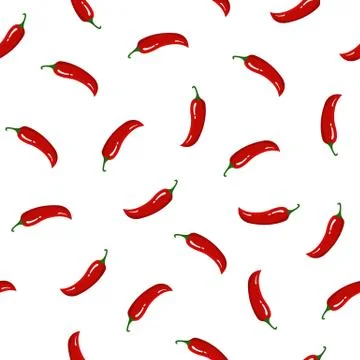Seamless Pattern with Red Chilli Pepper. Vector illustration. Illustrazione stock