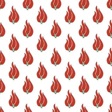 Seamless pattern with red chillies or pepper on a white background. Stock Illustration