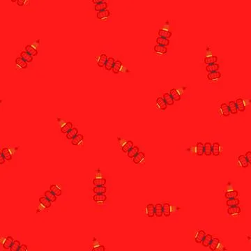 Seamless pattern red chinese lamp cartoon vector Illustrazione stock