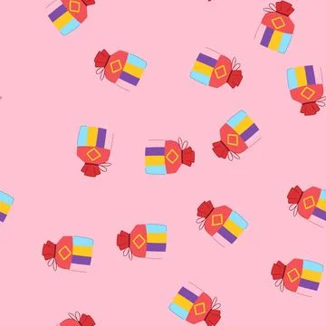 Seamless pattern red chinese lucky bag cartoon vector Stock Illustration