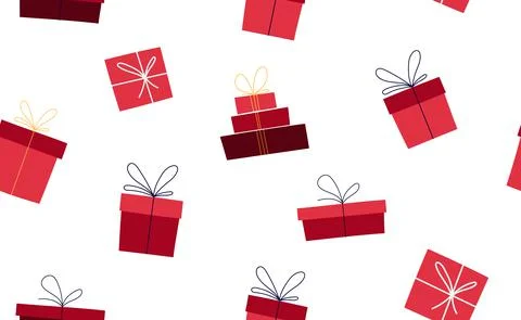 Seamless pattern with red Christmas gift boxes. Stock Illustration
